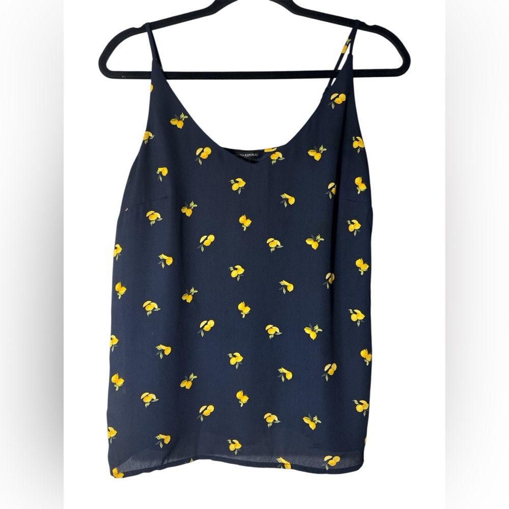 Banana Republic Navy Camisole with navy and lemon Design Size Small
